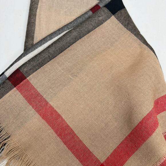 Burberry Plaid Mega Check Wool Cashmere Classic Lightweight Scarf - Picture 6 of 9